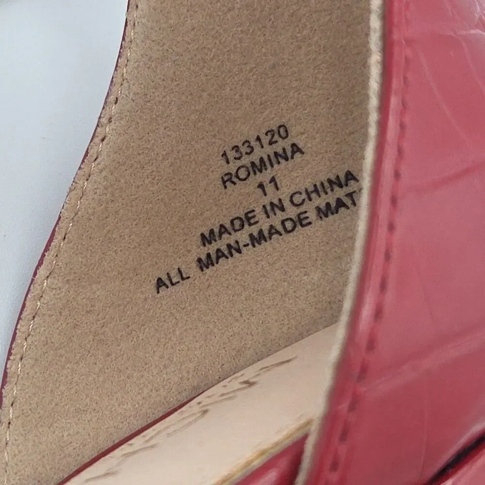 Michael By Michael Shannon Romina Women's Shoes Red ,Ankle Strap, Croc, Size 11